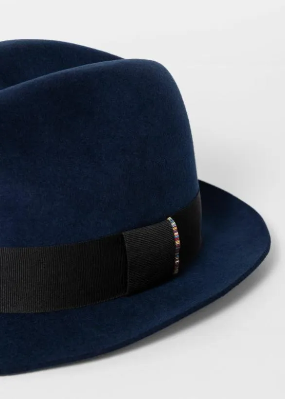 Paul Smith Hats and Gloves Wool Trilby Hat Navy 8211 Mens