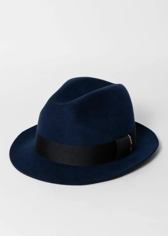Paul Smith Hats and Gloves Wool Trilby Hat Navy 8211 Mens