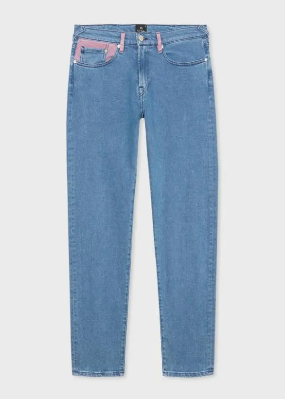 Paul Smith Jeans TaperedFit Light Wash Jeans With Contrast Detail Light Wash Denim 8211 Mens