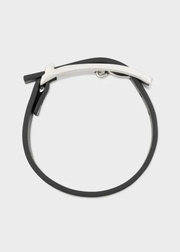 Paul Smith Jewellery and Keyrings Leather 039Shadow Stripe039 Bracelet Black 8211 Mens
