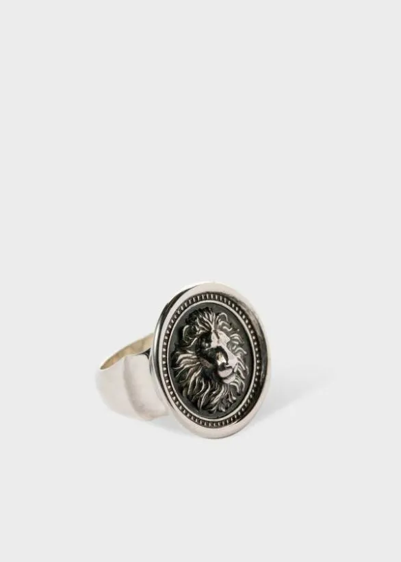 Paul Smith Jewellery and Keyrings Oxidised Silver 039Loewenkind039 Lion Ring Silver 8211 MensWomens