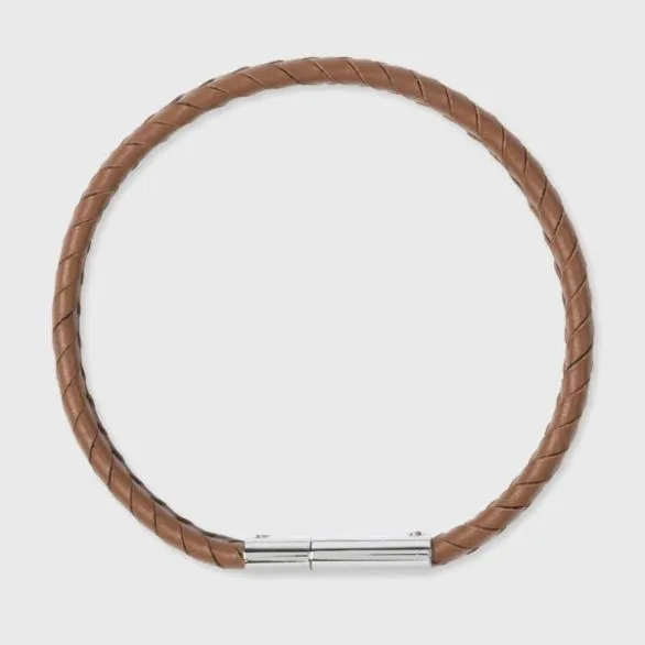 Paul Smith Jewellery and Keyrings TwoTone Braided Leather Bracelet Brown 8211 Mens