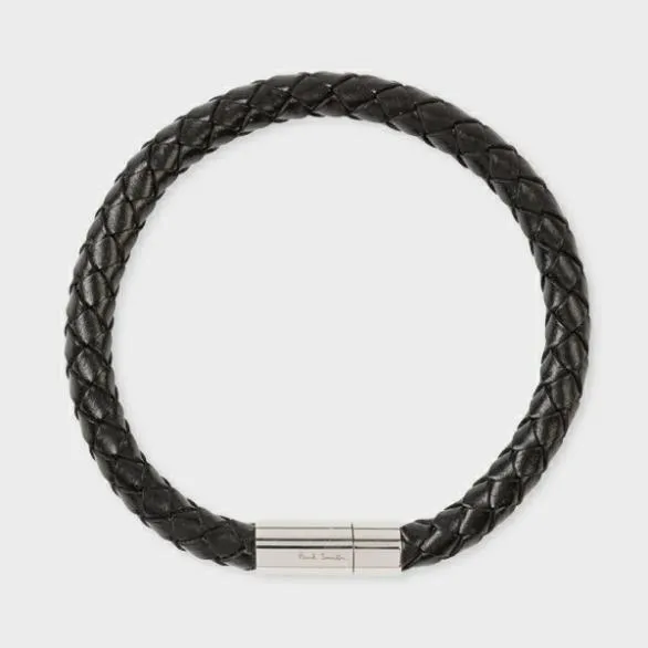 Paul Smith Jewellery and Keyrings Woven Leather Bracelet Black 8211 Mens