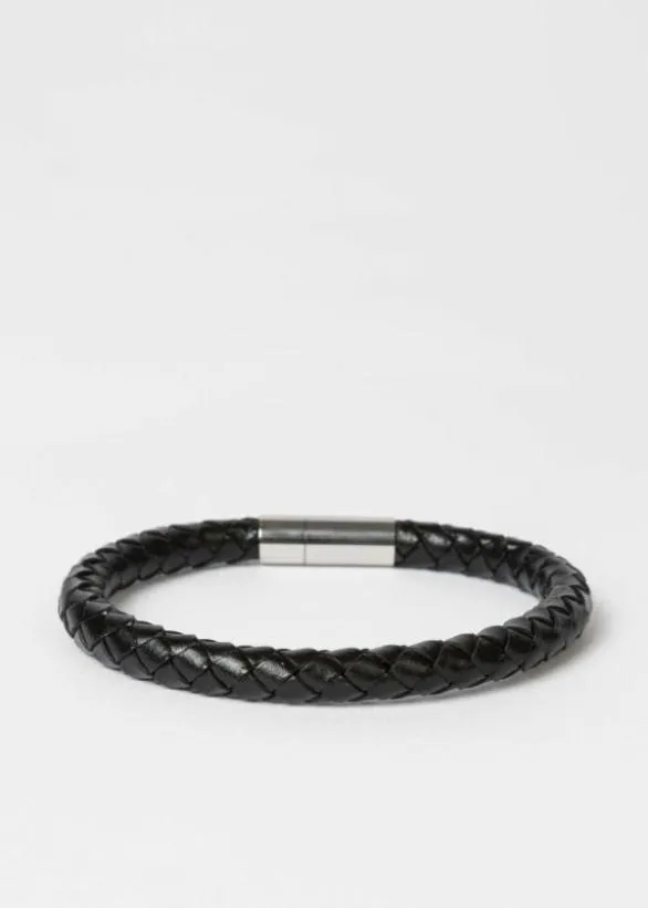 Paul Smith Jewellery and Keyrings Woven Leather Bracelet Black 8211 Mens