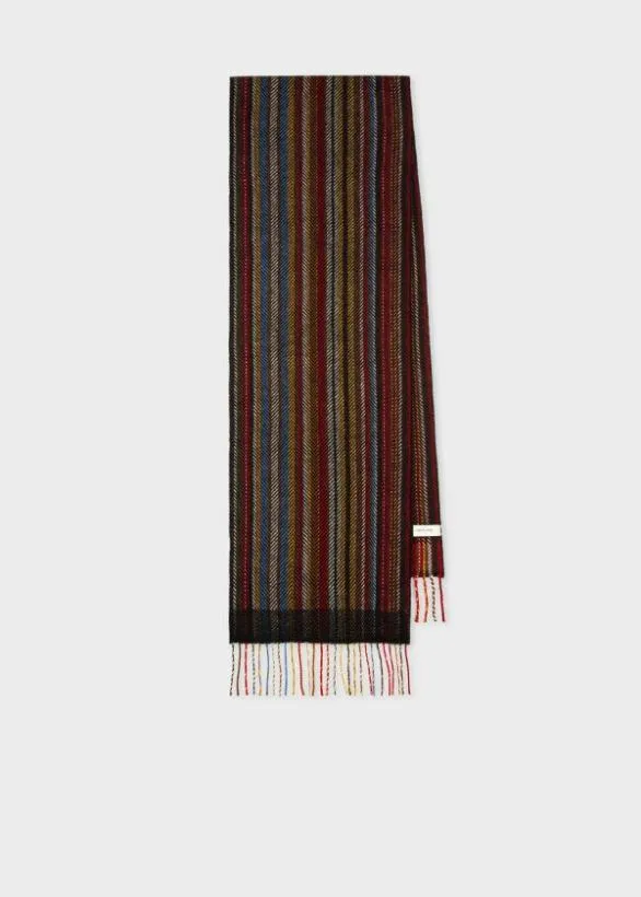 Paul Smith Monogrammed Gifts 039Signature Stripe039 Herringbone WoolCashmere Scarf Signature Stripe 8211 Mens