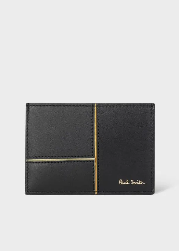 Paul Smith Monogrammed Gifts Panelled Leather Card Holder Black 8211 Mens