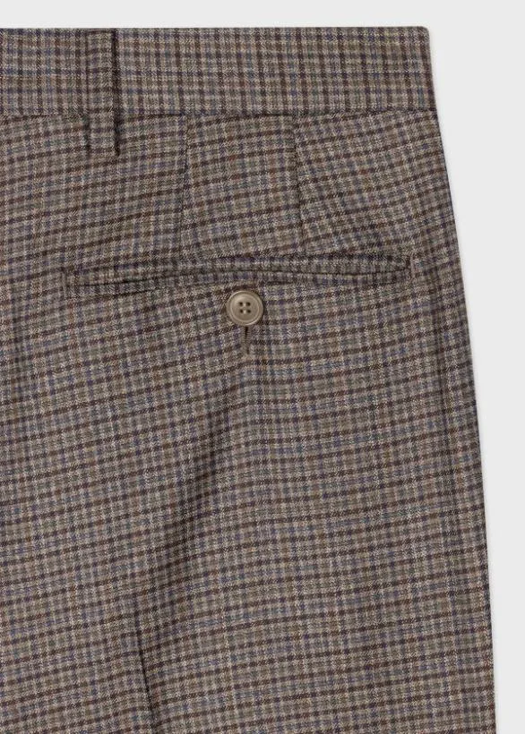 Paul Smith Pants Brown Multi Gingham WoolTwill Trousers Brown 8211 Mens