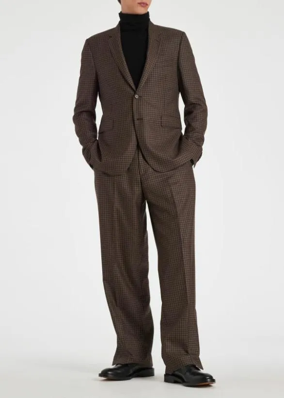 Paul Smith Pants Gingham Wool Check Wide Leg Pants Brown 8211 Mens