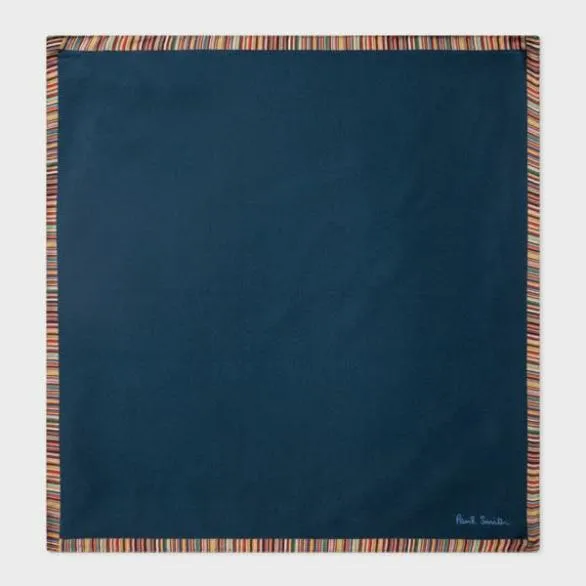 Paul Smith Pocket Squares 039Signature Stripe039 Silk Pocket Square Navy 8211 Mens