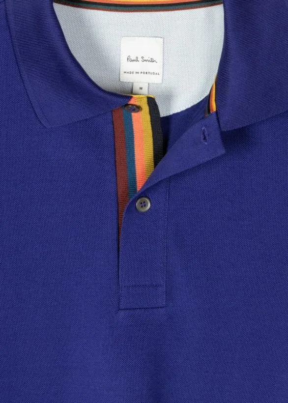 Paul Smith Polo Shirts 039Artist Stripe039 Placket Polo Shirt Blue 8211 Mens