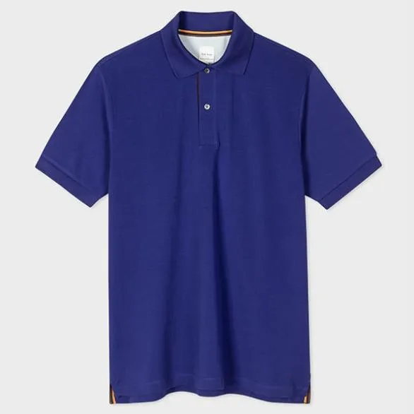Paul Smith Polo Shirts 039Artist Stripe039 Placket Polo Shirt Blue 8211 Mens