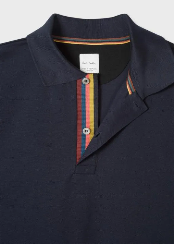 Paul Smith Polo Shirts 039Artist Stripe039 Placket Polo Shirt Navy 8211 Mens