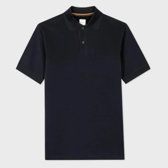 Paul Smith Polo Shirts 039Artist Stripe039 Placket Polo Shirt Navy 8211 Mens