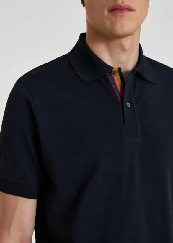 Paul Smith Polo Shirts 039Artist Stripe039 Placket Polo Shirt Navy 8211 Mens
