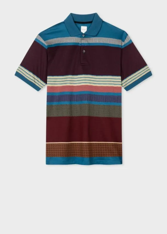 Paul Smith Polo Shirts 039Assembled Stripe039 Cotton Polo Shirt Blue 8211 Mens