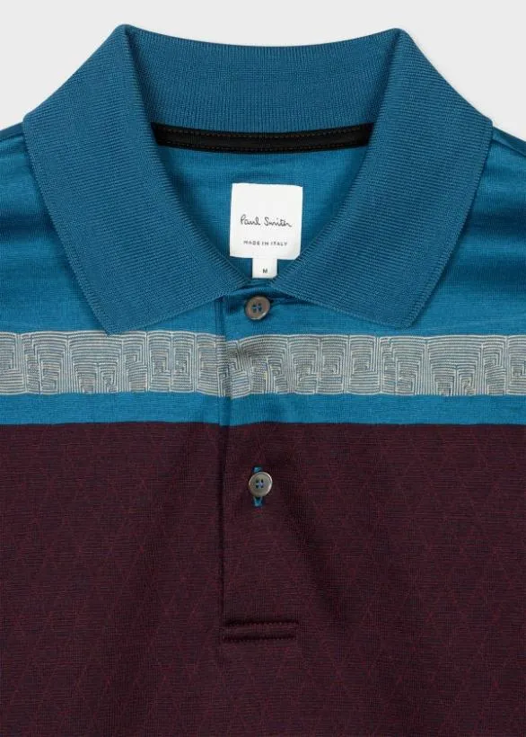 Paul Smith Polo Shirts 039Assembled Stripe039 Cotton Polo Shirt Blue 8211 Mens