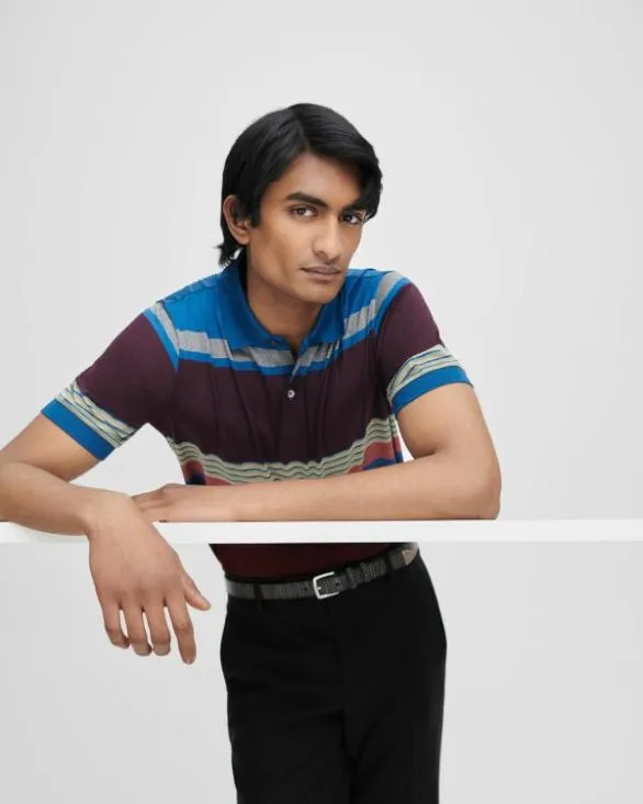 Paul Smith Polo Shirts 039Assembled Stripe039 Cotton Polo Shirt Blue 8211 Mens