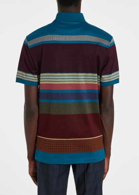 Paul Smith Polo Shirts 039Assembled Stripe039 Cotton Polo Shirt Blue 8211 Mens