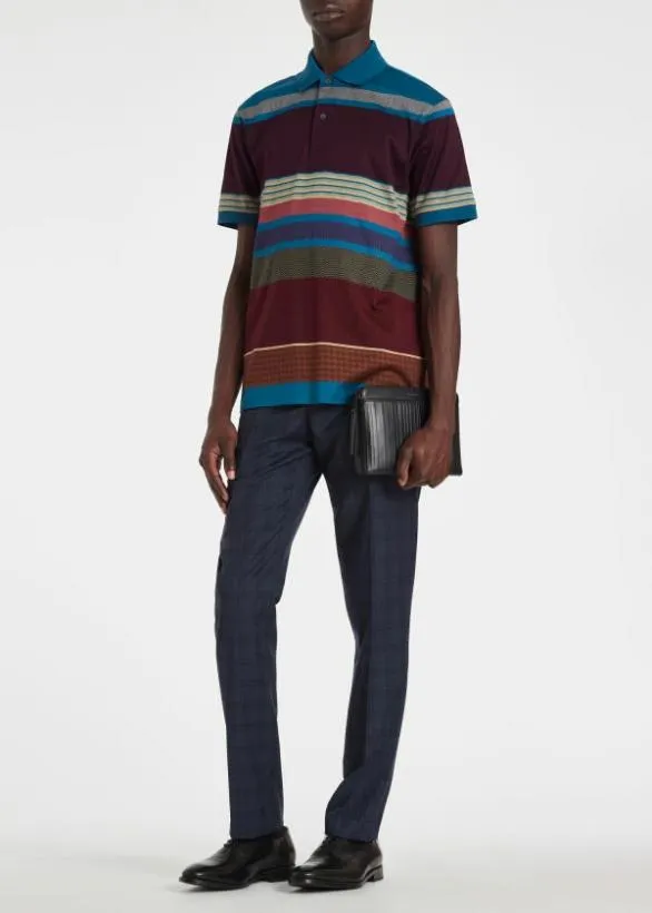 Paul Smith Polo Shirts 039Assembled Stripe039 Cotton Polo Shirt Blue 8211 Mens