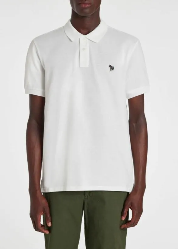 Paul Smith Polo Shirts CottonPiquu00e9 Zebra Polo Shirt White 8211 Mens
