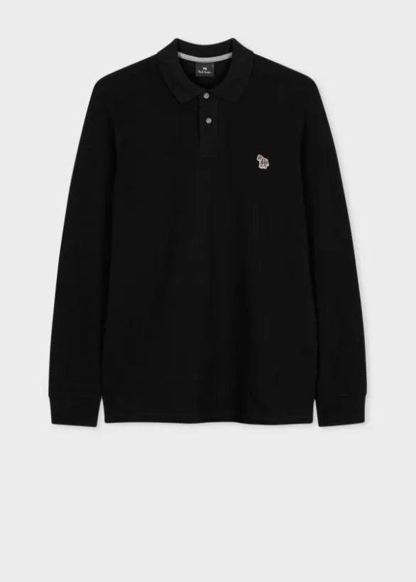 Paul Smith Polo Shirts LongSleeve Zebra Polo Shirt Black 8211 Mens