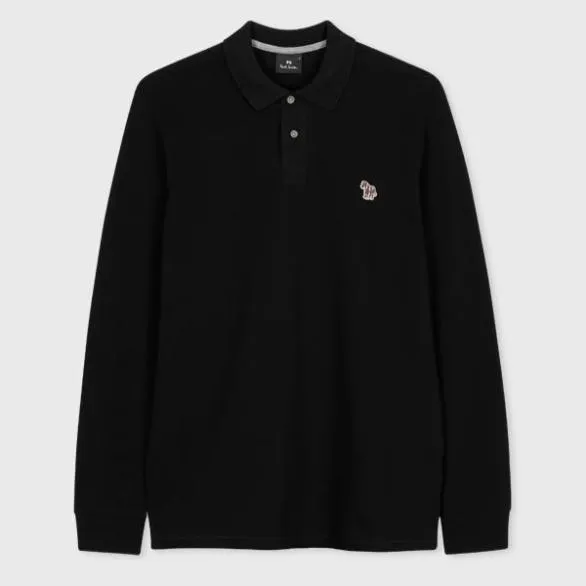 Paul Smith Polo Shirts LongSleeve Zebra Polo Shirt Black 8211 Mens