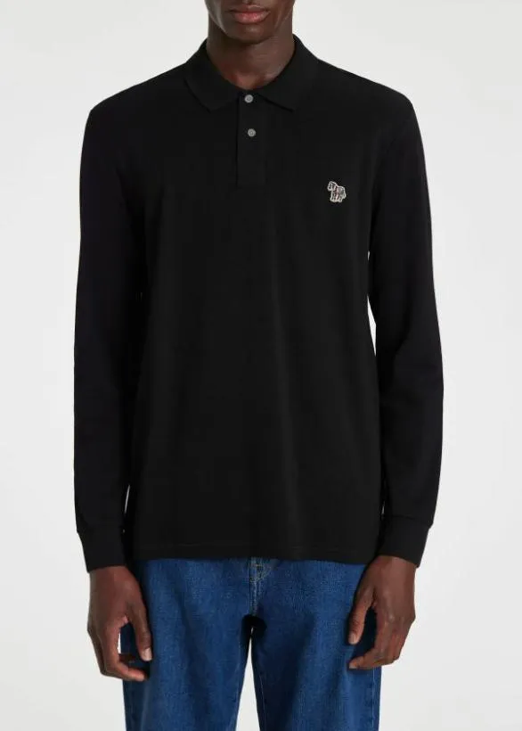 Paul Smith Polo Shirts LongSleeve Zebra Polo Shirt Black 8211 Mens