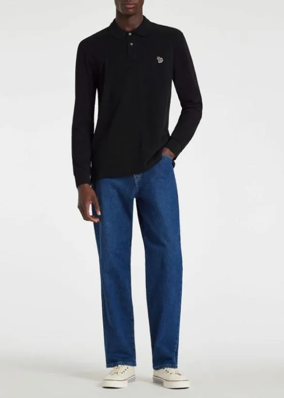 Paul Smith Polo Shirts LongSleeve Zebra Polo Shirt Black 8211 Mens