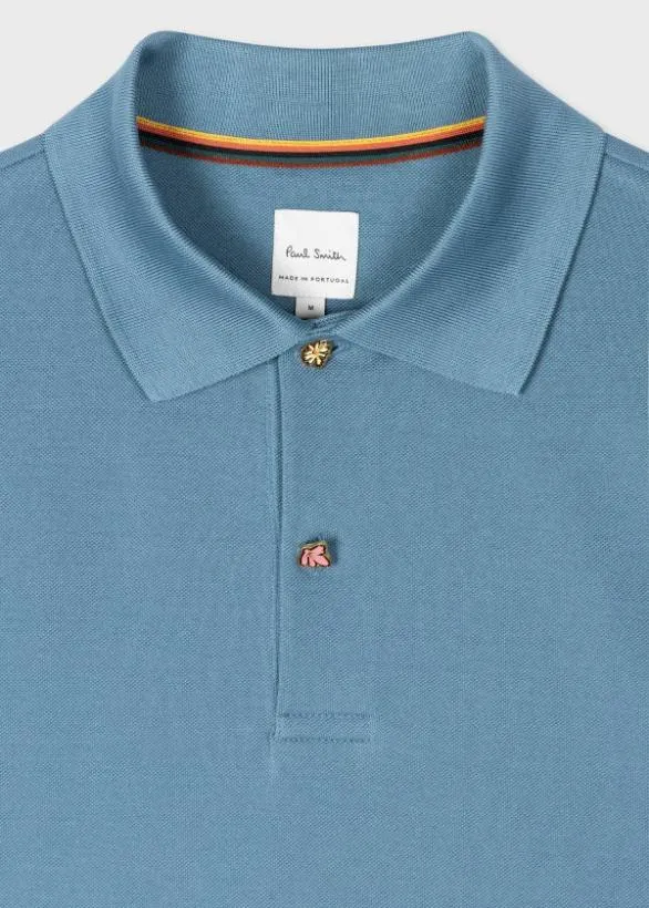Paul Smith Polo Shirts Polo Shirt With Charm Buttons Light Blue 8211 Mens