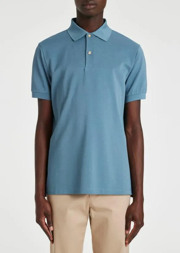 Paul Smith Polo Shirts Polo Shirt With Charm Buttons Light Blue 8211 Mens