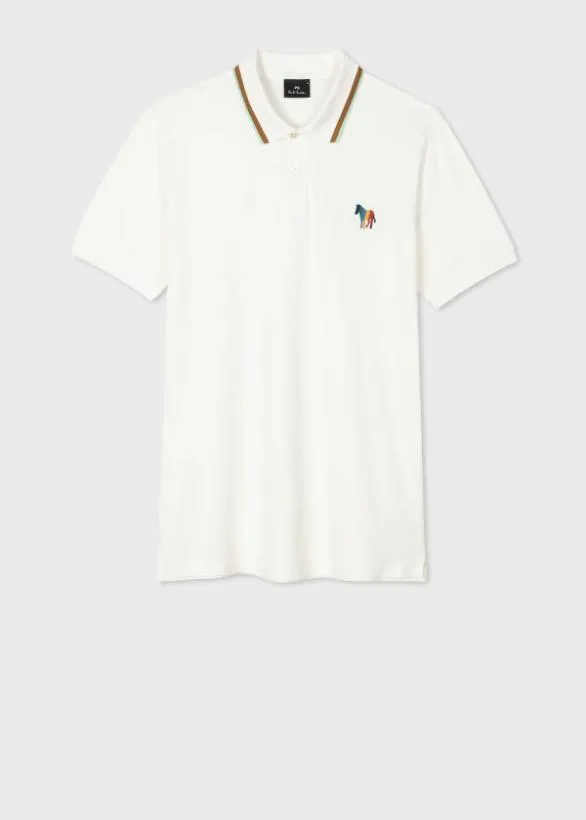 Paul Smith Polo Shirts StretchCotton 039Broad Stripe Zebra039 Polo Shirt Ecru 8211 Mens