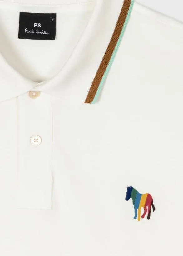 Paul Smith Polo Shirts StretchCotton 039Broad Stripe Zebra039 Polo Shirt Ecru 8211 Mens