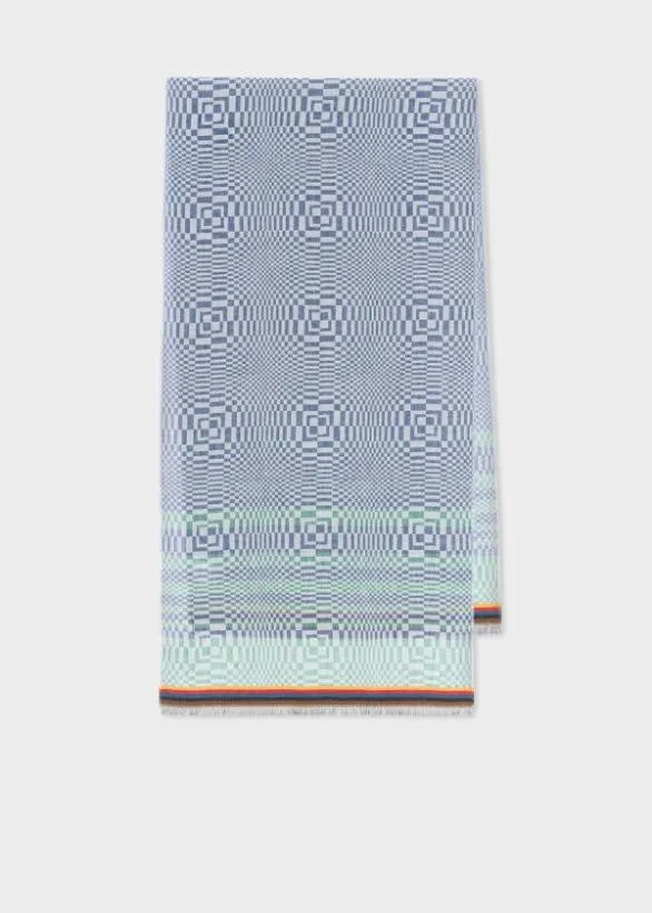 Paul Smith Scarves 039Optical039 CottonBlend Scarf Blue 8211 Mens