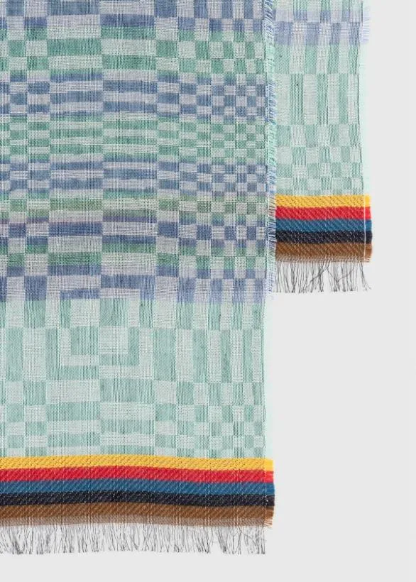 Paul Smith Scarves 039Optical039 CottonBlend Scarf Blue 8211 Mens