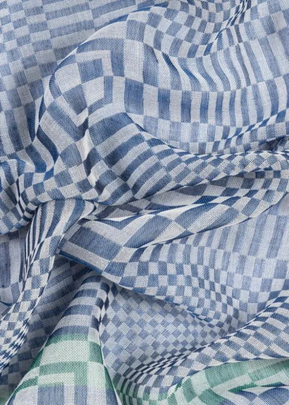 Paul Smith Scarves 039Optical039 CottonBlend Scarf Blue 8211 Mens