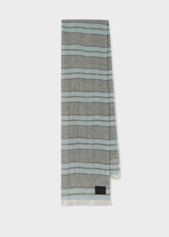 Paul Smith Scarves Blue Linen Stripe Scarf Blue 8211 Mens