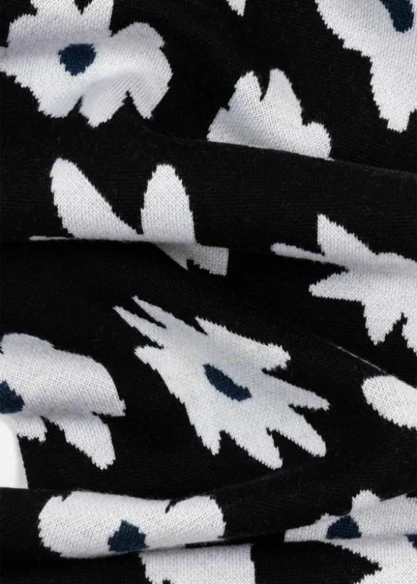 Paul Smith Scarves Merino Wool 039Big Flower039 Scarf Black 8211 Mens
