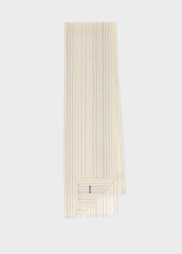 Paul Smith Scarves Stitch Stripe Cotton Scarf Ecru 8211 MensWomens