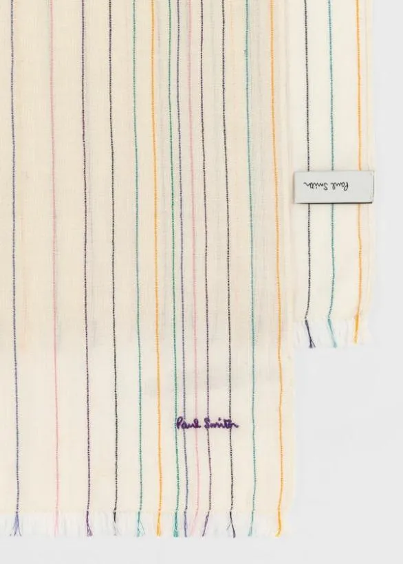Paul Smith Scarves Stitch Stripe Cotton Scarf Ecru 8211 MensWomens