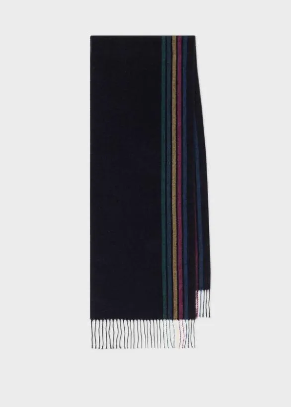 Paul Smith Scarves WoolBlend 039Sports Stripe039 Scarf Navy 8211 Mens