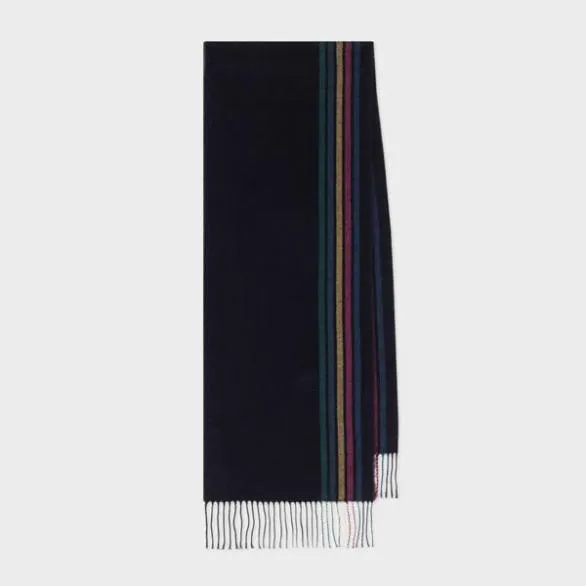 Paul Smith Scarves WoolBlend 039Sports Stripe039 Scarf Navy 8211 Mens
