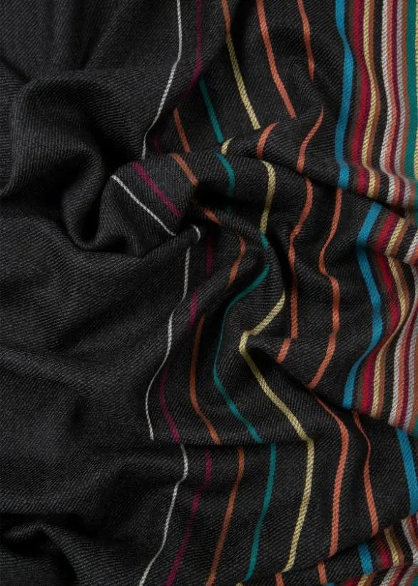 Paul Smith Scarves WoolSilk 039Signature Stripe039 Scarf Black 8211 Mens