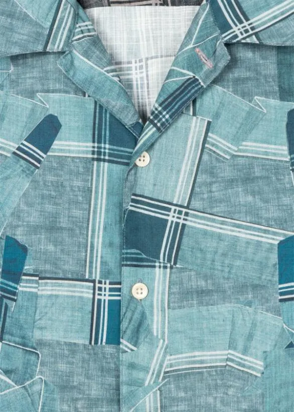 Paul Smith Shirts 039Folded Check039 ShortSleeve Shirt Blue 8211 Mens