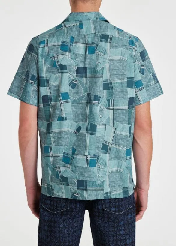 Paul Smith Shirts 039Folded Check039 ShortSleeve Shirt Blue 8211 Mens