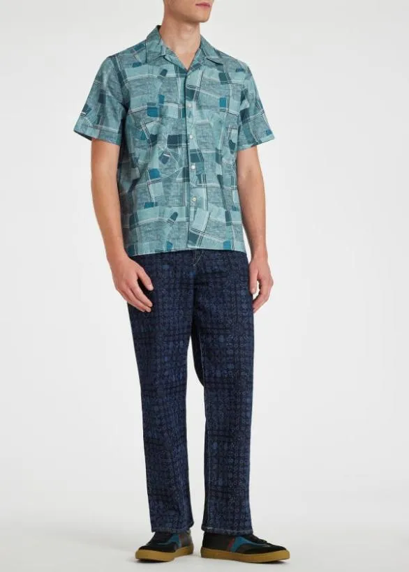 Paul Smith Shirts 039Folded Check039 ShortSleeve Shirt Blue 8211 Mens