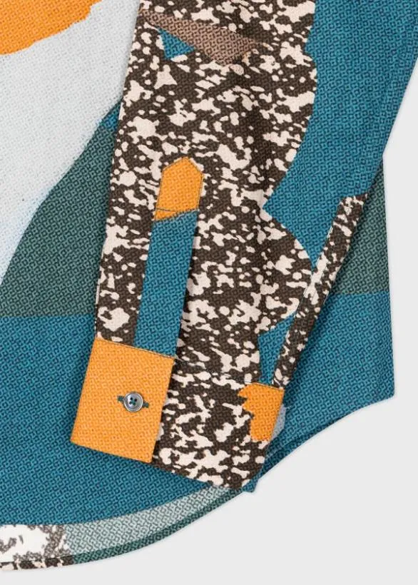 Paul Smith Shirts 039Rug039 Print Cotton Shirt Teal 8211 Mens