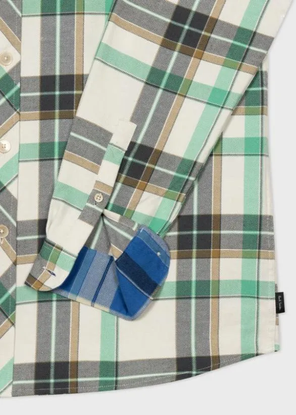 Paul Smith Shirts Check CottonLinen Shirt Ecru 8211 Mens