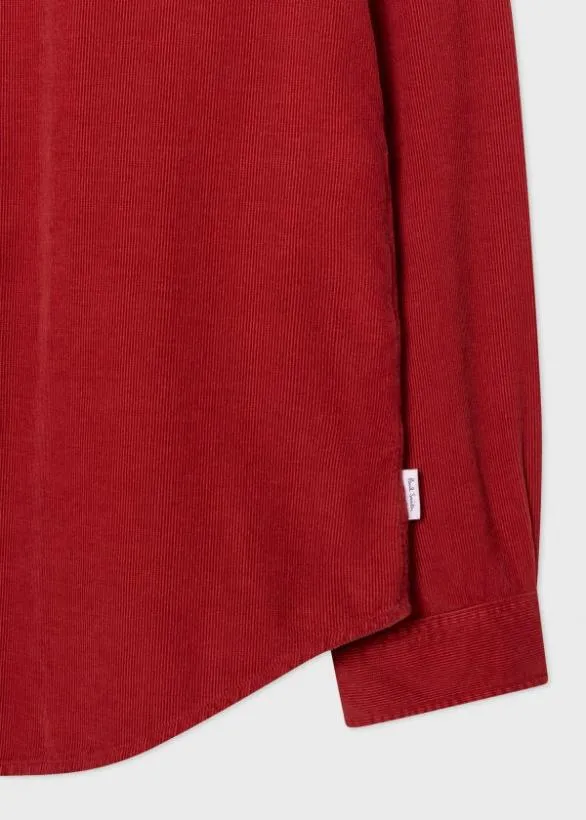 Paul Smith Shirts Corduroy ButtonDown Shirt Red 8211 Mens