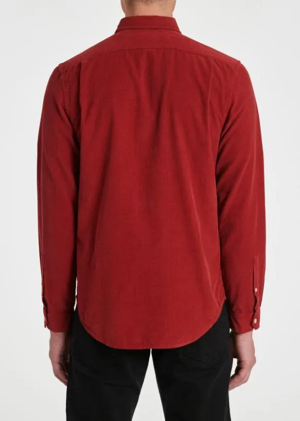 Paul Smith Shirts Corduroy ButtonDown Shirt Red 8211 Mens
