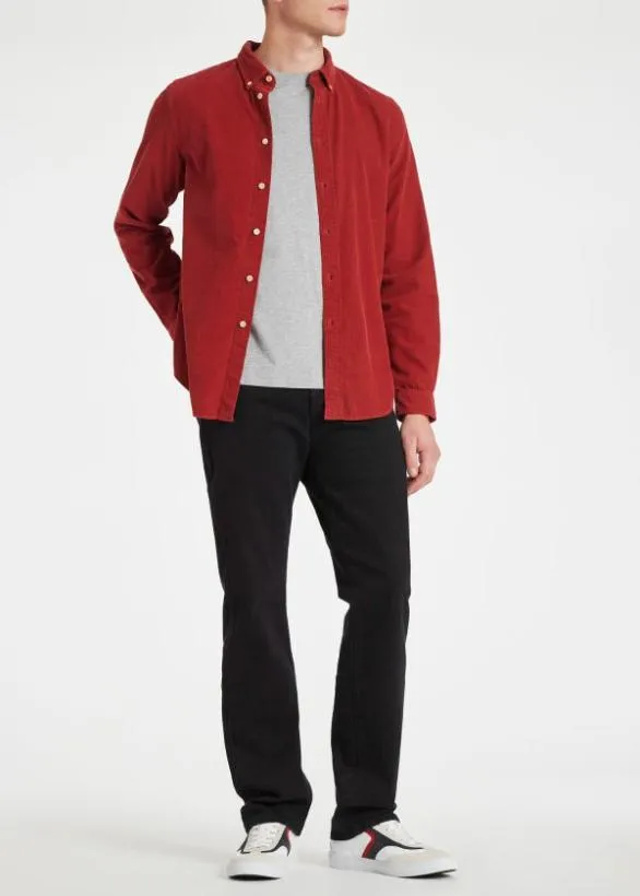 Paul Smith Shirts Corduroy ButtonDown Shirt Red 8211 Mens